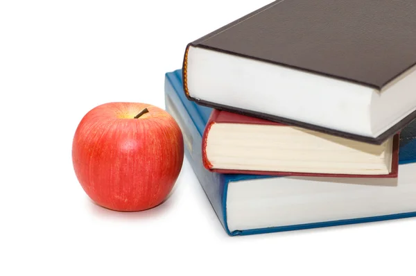 Πίσω στο σχολείο έννοια με μήλο και βιβλία — Φωτογραφία Αρχείου