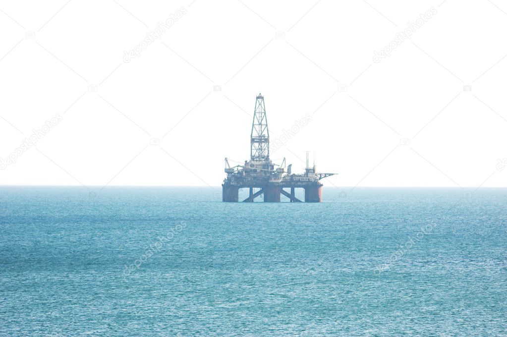 Oil platform in the Caspian sea isolated on the white