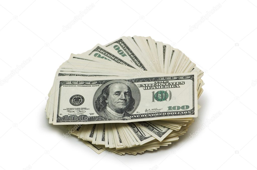 Dollar banknotes isolated on the white background