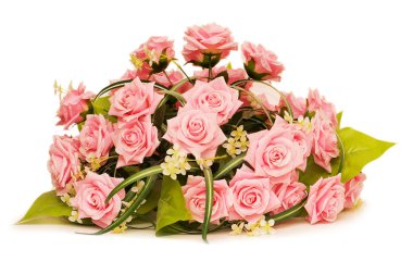 Big bouquet of roses isolated on white clipart