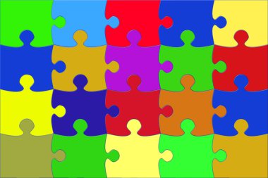 Illustration with the multi coloured puzzle elements clipart