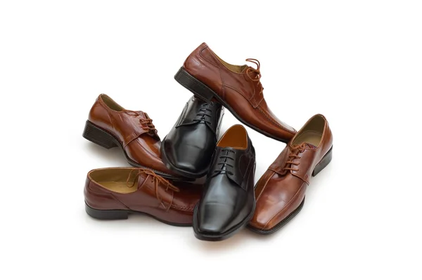 Selección de zapatos masculinos aislados en el blanco — Foto de Stock