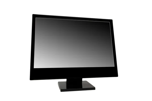 Czarny lcd monitor na białym tle — Zdjęcie stockowe