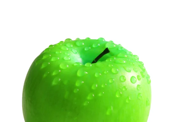 Μήλο με σταγόνες νερού που απομονώνονται σε λευκό — Φωτογραφία Αρχείου
