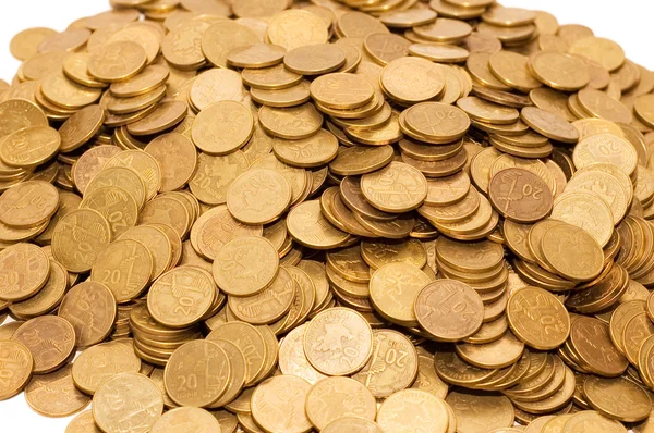 Altın para yığını beyaza izole edilmiş. — Stok fotoğraf