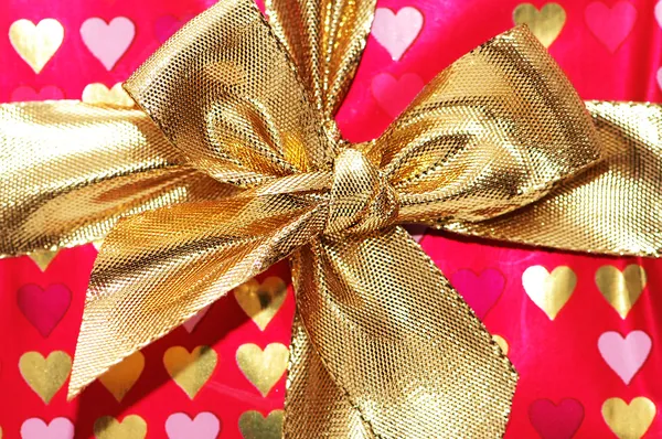 Close up of bow in gift box — Stock Photo, Image