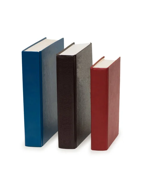 Τρία πολύχρωμα βιβλία που απομονώνονται στο λευκό — Φωτογραφία Αρχείου