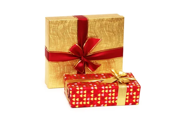 Due scatole regalo isolate su sfondo bianco — Foto Stock
