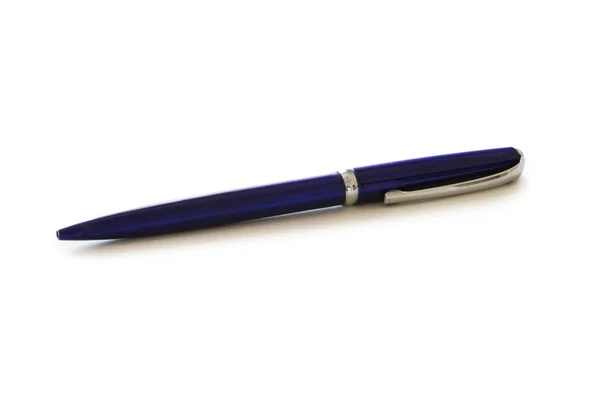 孤立在白色背景上的蓝色钢笔 — 图库照片