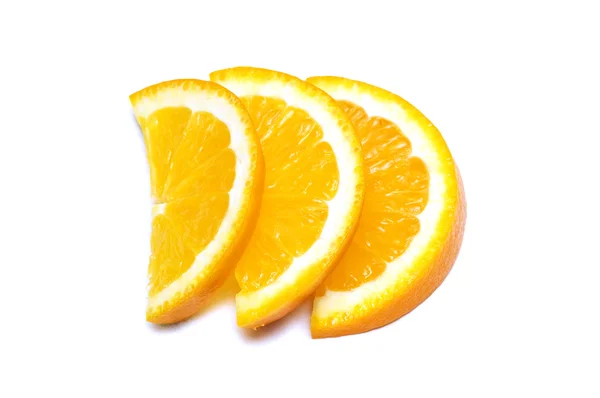Three orange slices isolated on the white — Stock Photo, Image
