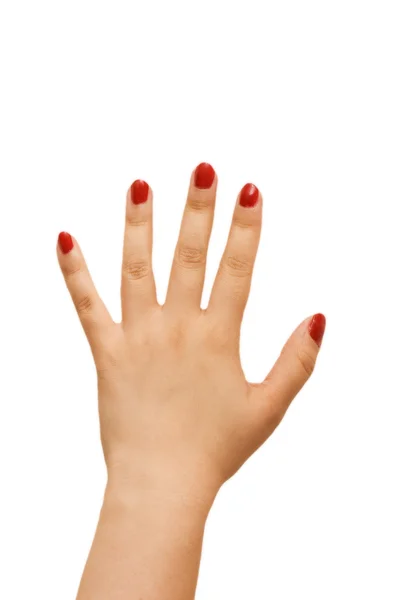 Erhobene Hand isoliert auf weißem Hintergrund — Stockfoto