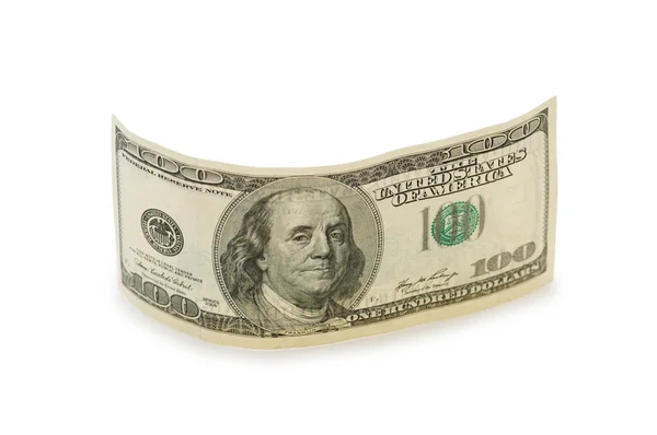 Sto dolarů bankovek izolovaných na bílém — Stock fotografie