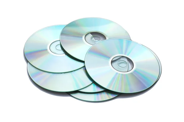De nombreux CD isolés sur fond blanc — Photo