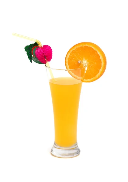 Orange slice and juice isolated on the white — Stock Photo, Image