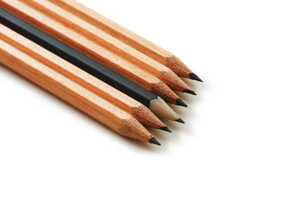 在白色背景上孤立的 6 支铅笔 — 图库照片
