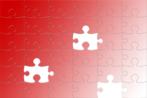Red puzzle with some elements missing — Stock Photo, Image
