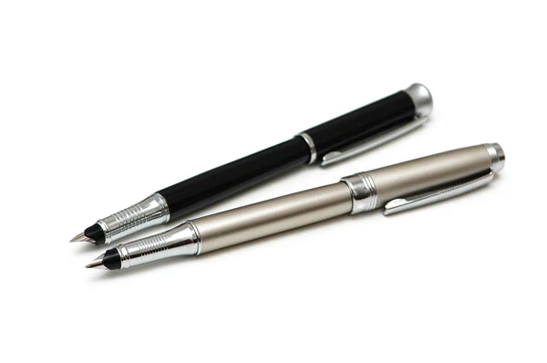 Duas canetas isoladas no fundo branco — Fotografia de Stock