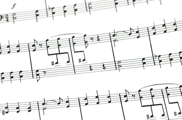 Conceito musical - Folha de música com várias notas — Fotografia de Stock
