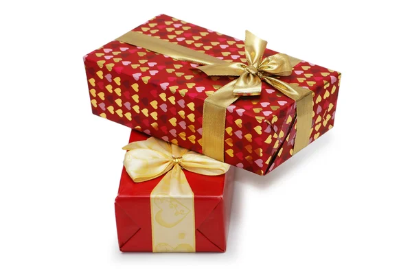 Due scatole regalo isolate sullo sfondo bianco — Foto Stock