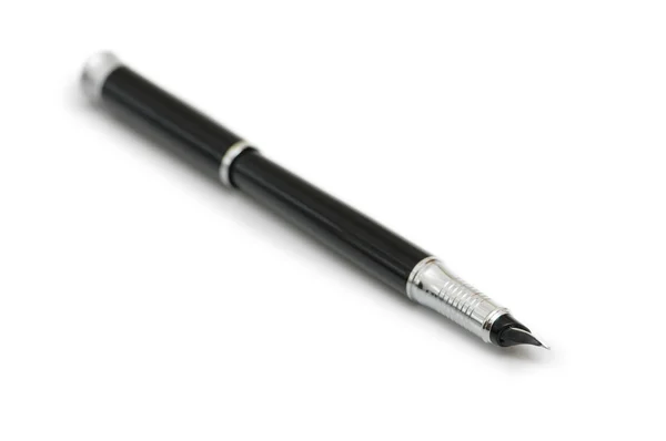 Ασημένια στυλό απομονωμένη - εστίαση στην άκρη — Φωτογραφία Αρχείου