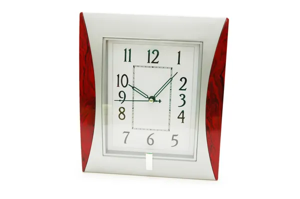 Kwadratowy zegar na białym tle na białym tle — Zdjęcie stockowe