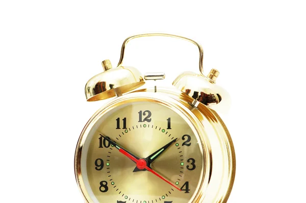 흰색 배경에 고립 된 골드 시계 — 스톡 사진