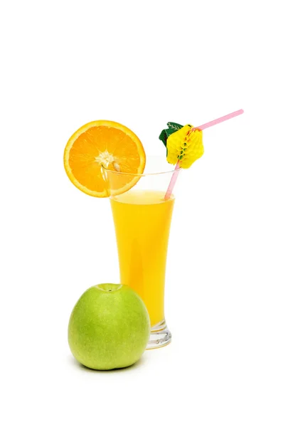 Oranges and juice isolated on the white — Stock Photo, Image