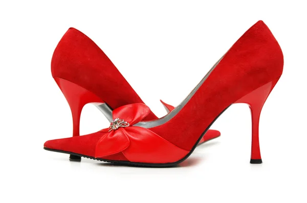 Sapatos de mulher vermelha isolados no branco — Fotografia de Stock