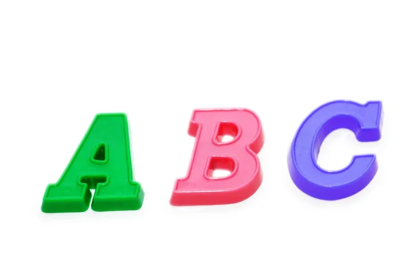 Tre bokstaver ABC isolert på det hvite – stockfoto