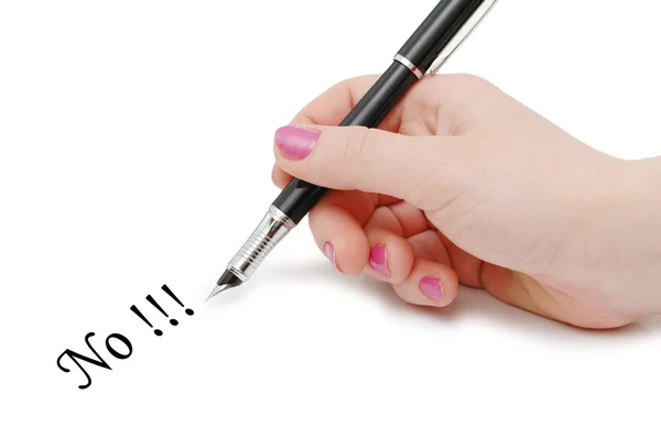 Hand holding pen isolated on white background — Stock Photo, Image