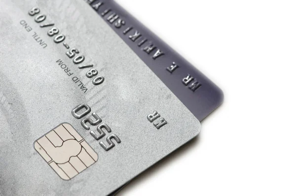 Dois cartões de crédito isolados no branco — Fotografia de Stock
