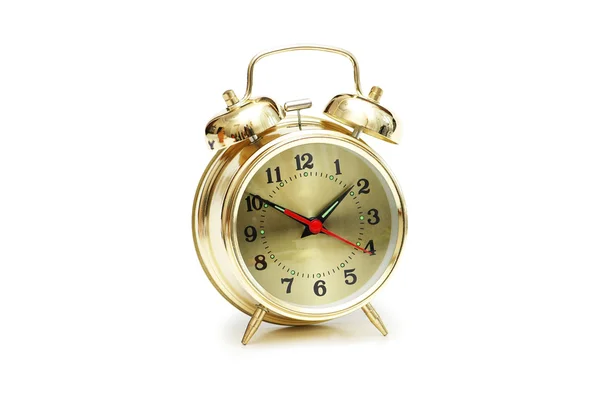 흰색 배경에 고립 된 골드 시계 — 스톡 사진