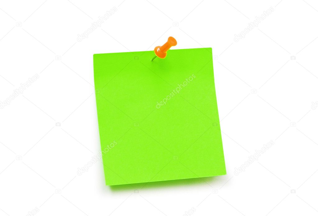 Yellow sticker note isolated on the white
