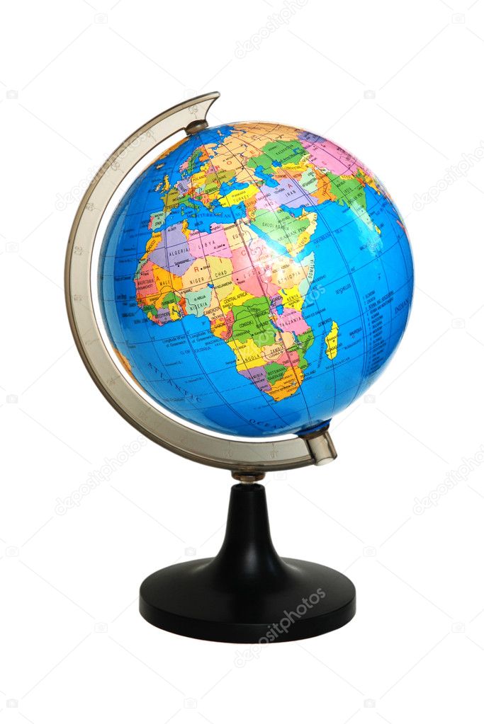 Globe on stand isolated on the white backgroud