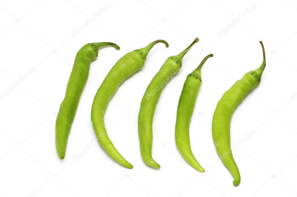 Green peppers isolated on the white background