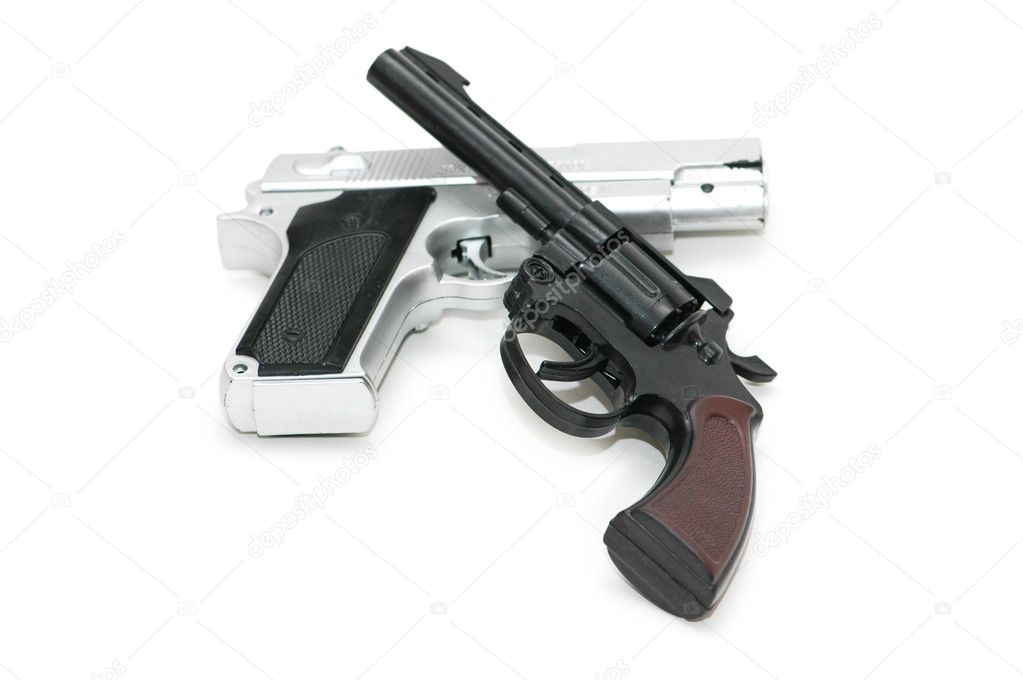 Two guns isolated on the white background