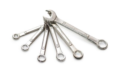 Various spanners isolated on the white background