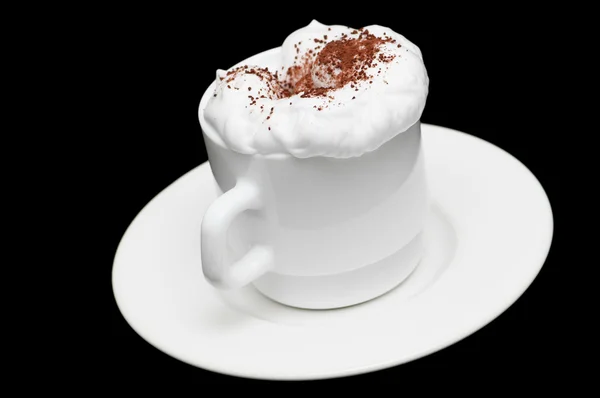 Cup met koffie geïsoleerd op de zwarte — Stockfoto