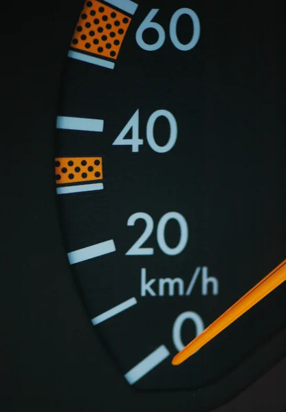 Close up of car speedometer set to zero — Stock Photo, Image