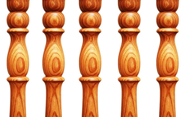 Pilastras de madera aisladas sobre fondo blanco — Foto de Stock