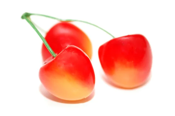 Three cherries isolated on the white background — Stock Photo, Image