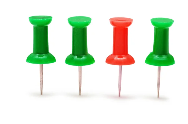 Stand out from the crowd" concept with color pins — Stock Photo, Image