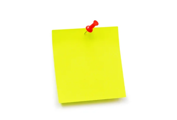 Nota adesiva gialla isolata sul bianco — Foto Stock
