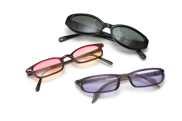 Drie paren van zonnebril geïsoleerd op wit — Stockfoto