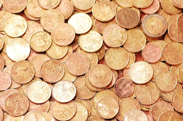 Concepto de negocio - Fondo con muchas monedas de oro —  Fotos de Stock