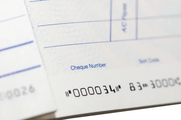 stock image Close up of cheque book - shallow depth of field