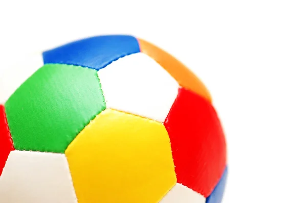 Крупним планом кольоровий футбол ізольований на білому — стокове фото