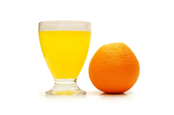 Fresh orange and juice isolated on white — Stock Photo, Image