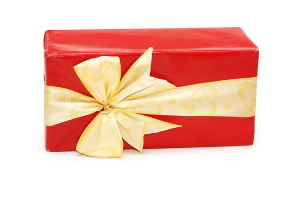 Red gift box isolated on the white — Stock Photo, Image