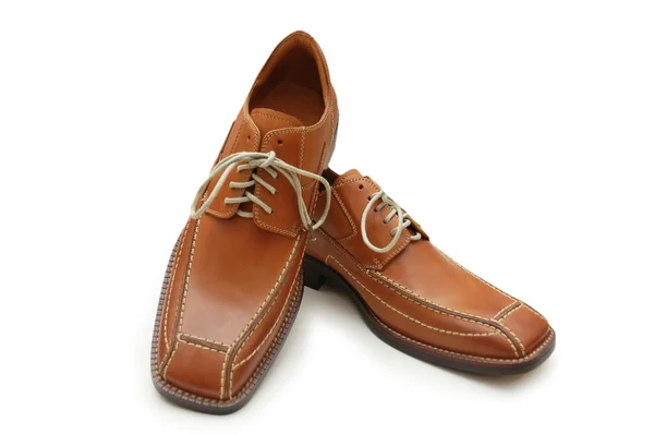 Pár elszigetelt fehér narancssárga férfi cipő — Stock Fotó